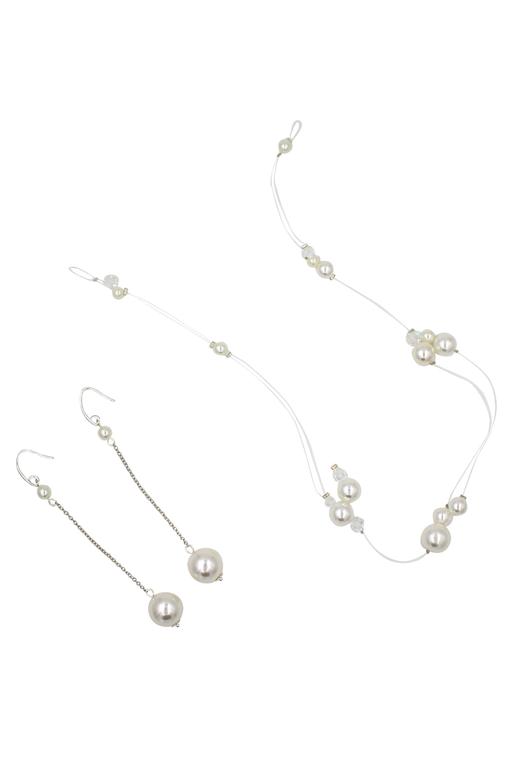 Gran pez perla Hilo de seda nupcial Diadema pendientes