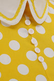Vestido amarillo de lunares de primavera de 1950