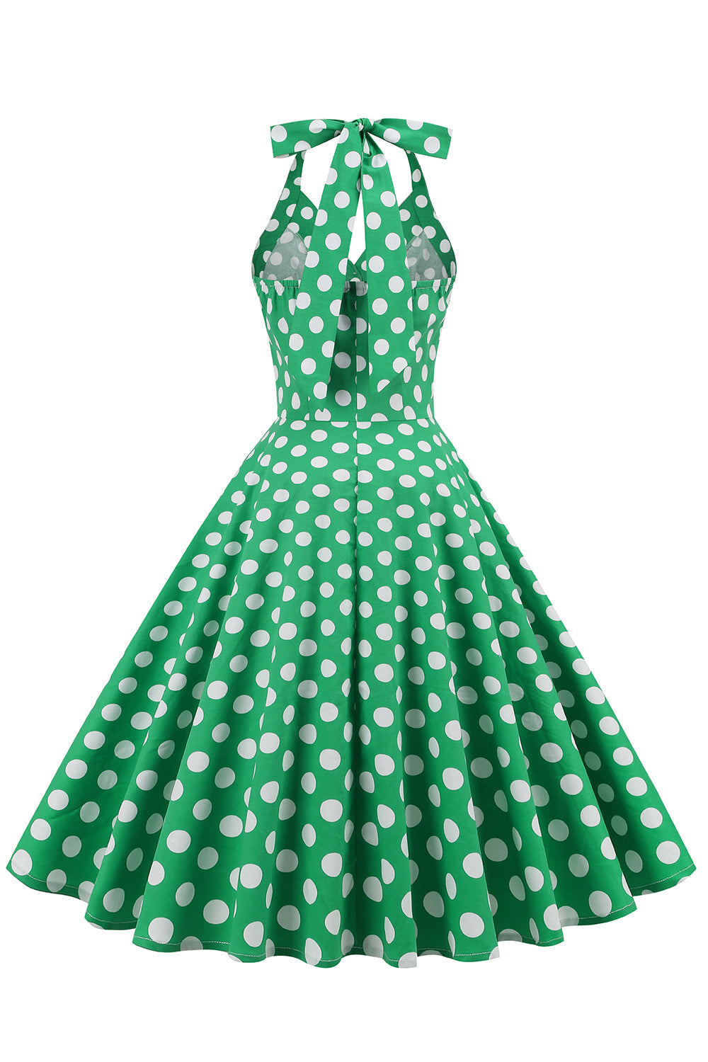 Vestido Verde Halter Polka Dots 1950s