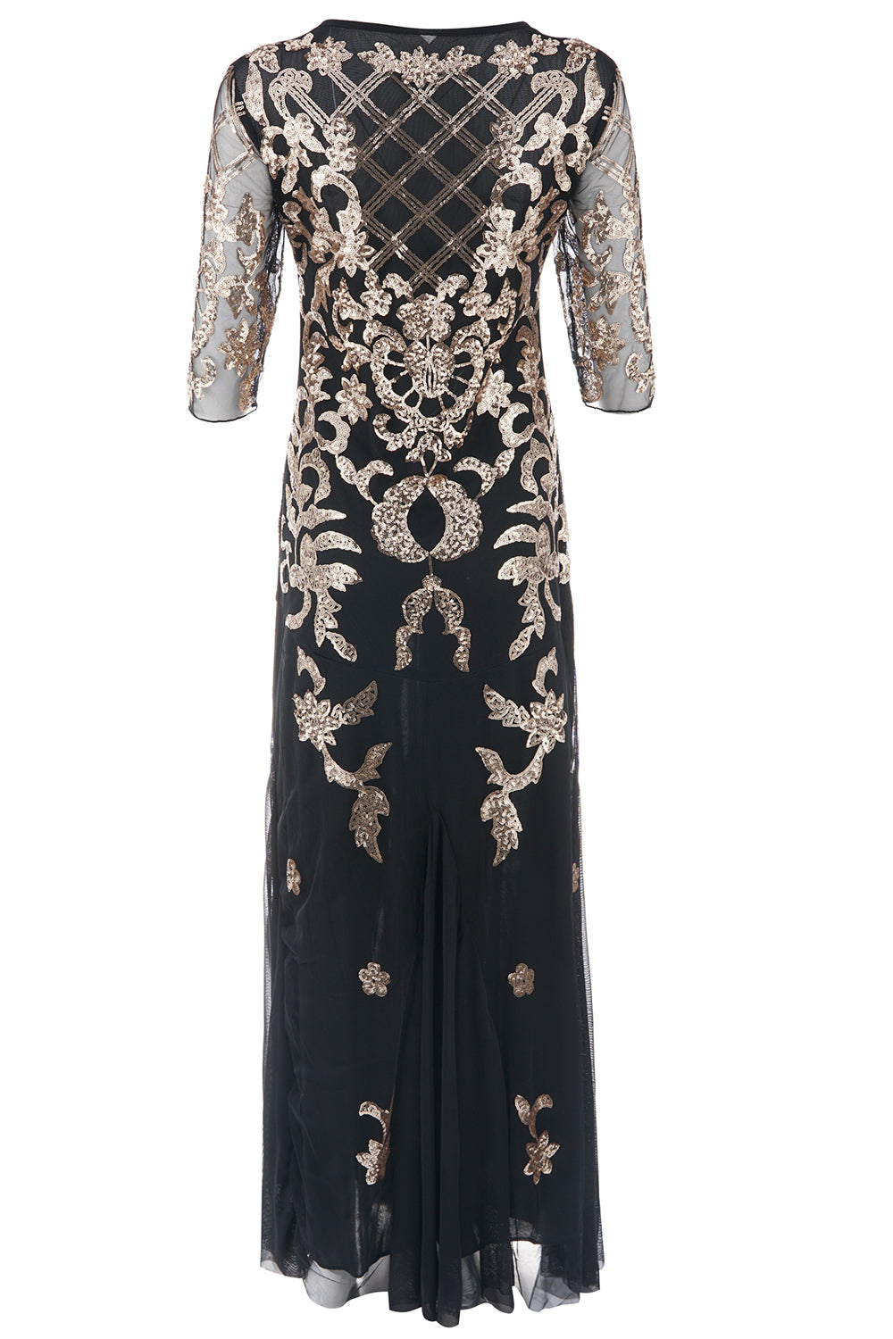 Vestido vintage de 1920 dorado negro