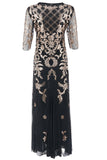 Vestido vintage de 1920 dorado negro