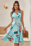 V Cuello Azul Claro 1950s Vintage Dress