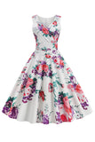 V Cuello Azul Claro 1950s Vintage Dress