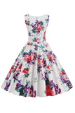 V Cuello Azul Claro 1950s Vintage Dress
