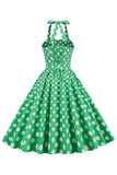 Vestido Pin Up de Lunares Verdes de la década de 1950