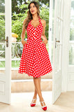 Halter Rojo Lunares 1950s Vestido