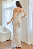 Sirena Blanco Lentejuelas Vestido de Fiesta