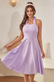Halter Vestido Vintage A Cuadros Púrpura