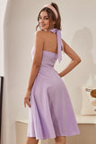 Halter Vestido Vintage A Cuadros Púrpura
