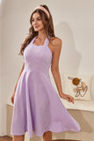 Halter Vestido Vintage A Cuadros Púrpura