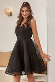 Vestido de regreso a casa negro con cuello V