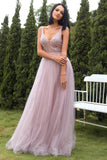Blush Tulle & Sequins Vestido de Graduación