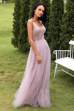 Blush Tulle & Sequins Vestido de Graduación