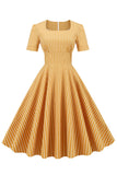 Rayas manga corta 1950s Swing Dress