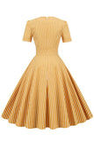 Rayas manga corta 1950s Swing Dress