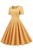 Rayas manga corta 1950s Swing Dress