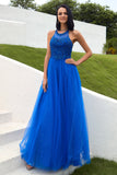 Vestido de fiesta Royal Blue Tulle con apliques