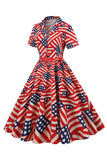 Estampado de bandera americana Vestido vintage