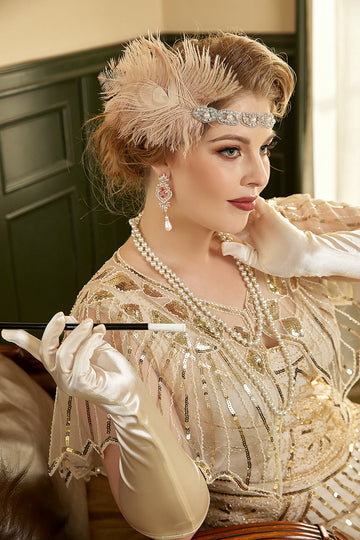 Champán Pendientes Collar Accesorios 1920s para Fiesta