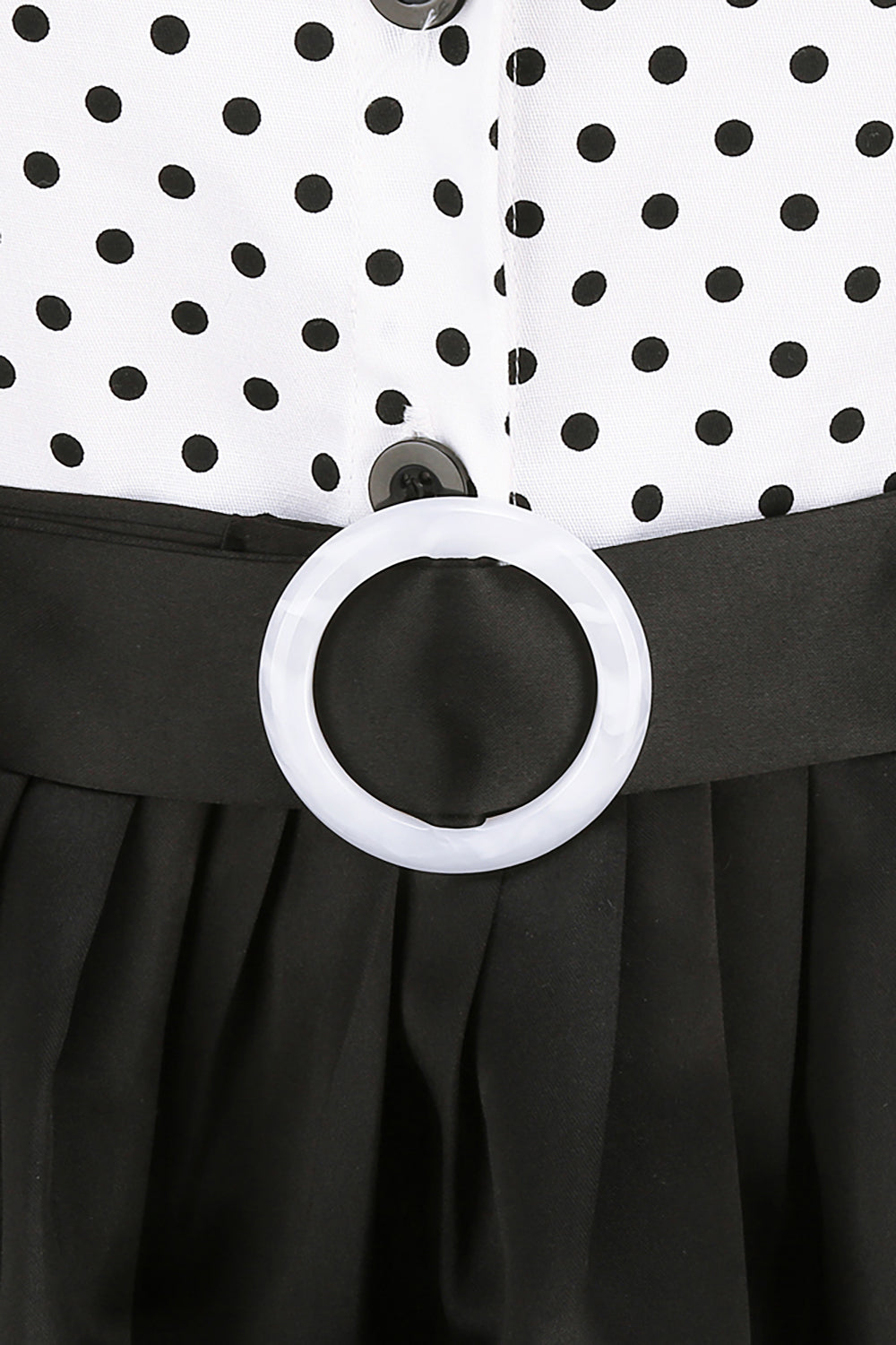 Vestido de lunares blancos y negros Vintage de la década de 1950