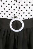 Vestido de lunares blancos y negros Vintage de la década de 1950