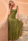 Maxi Vestido de Encaje Verde de Verano del Ejército