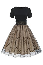 Vestido Negro Polka Dots Vintage 1950s