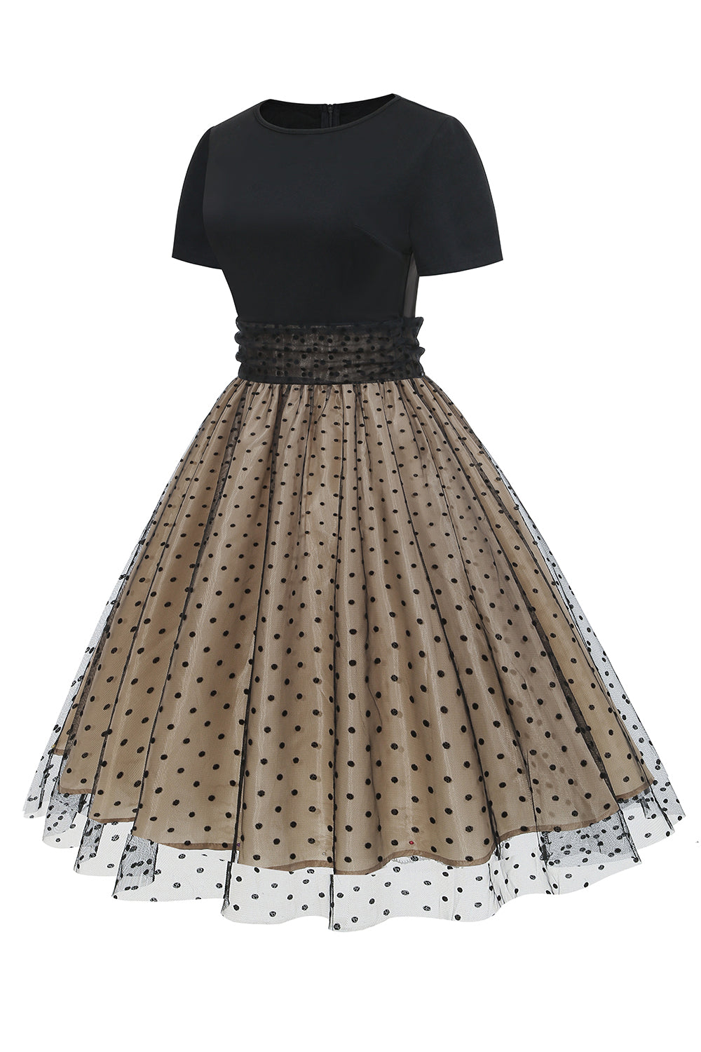 Vestido Negro Polka Dots Vintage 1950s