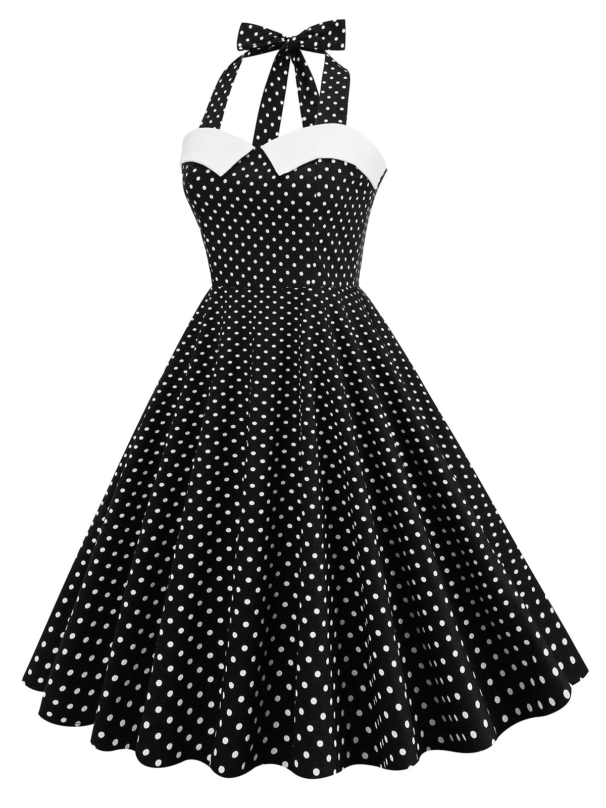 Halter Polka Dots Swing 1950s Vestido