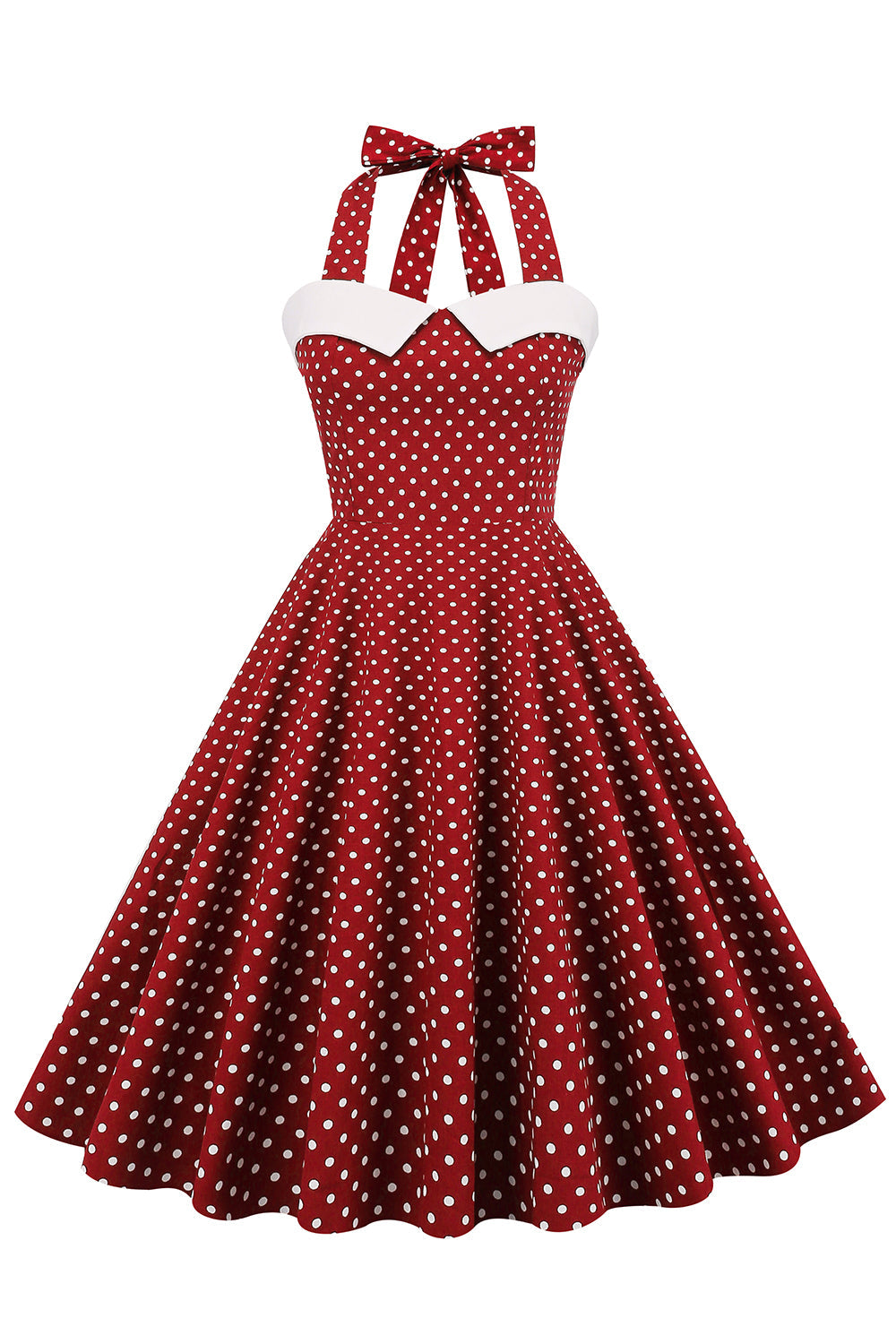 Halter Polka Dots Swing 1950s Vestido