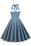 Halter Polka Dots Swing 1950s Vestido