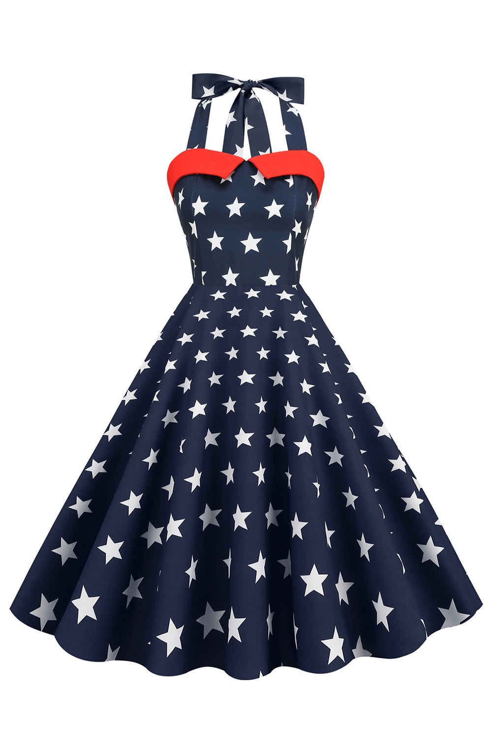 Vestido Vintage Halter Navy estilo retro