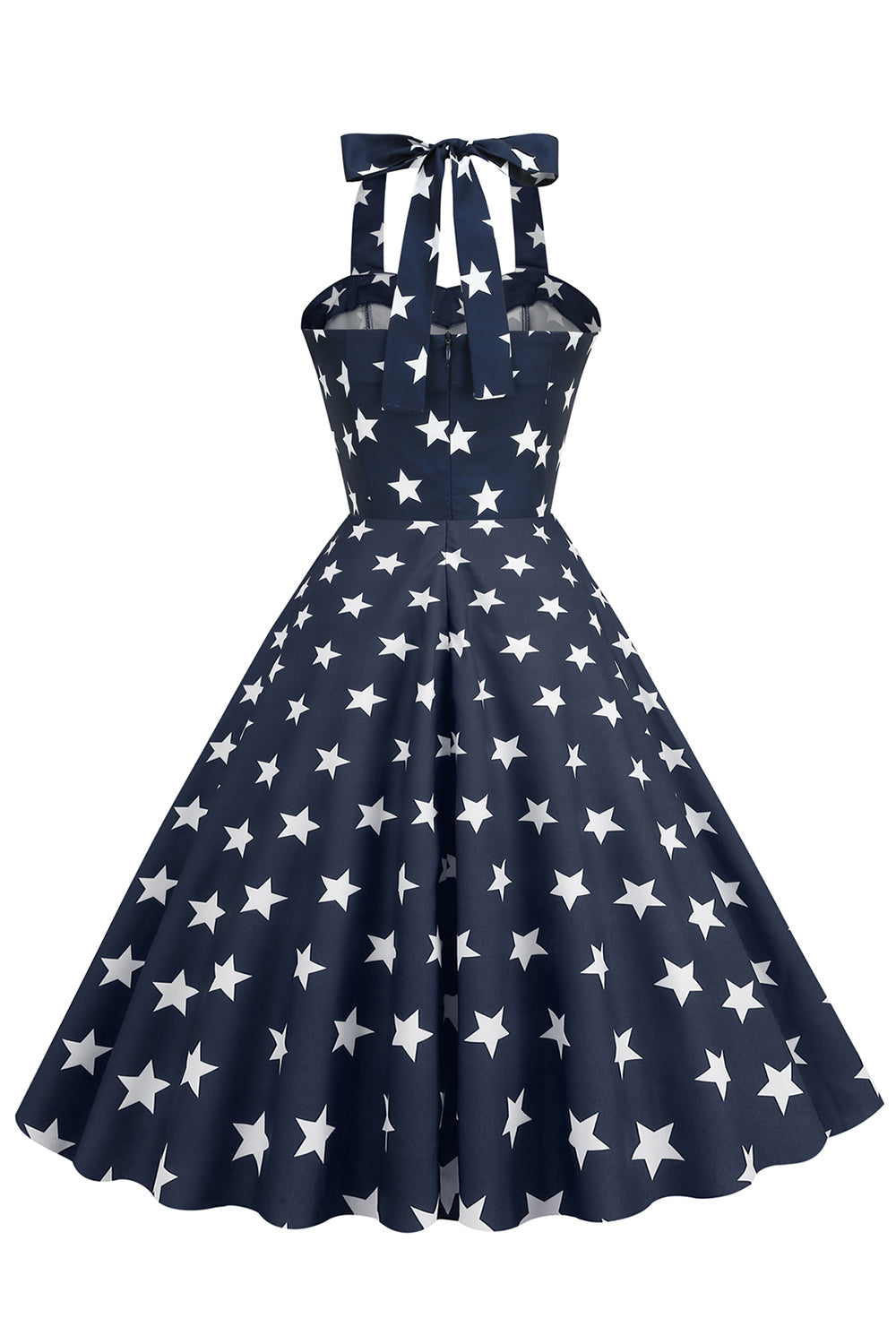 Vestido Vintage Halter Navy estilo retro