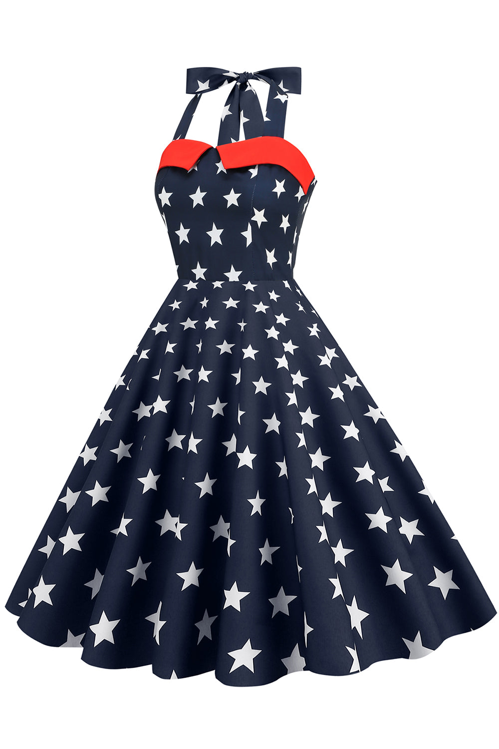Vestido Vintage Halter Navy estilo retro