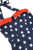 Vestido Vintage Halter Navy estilo retro