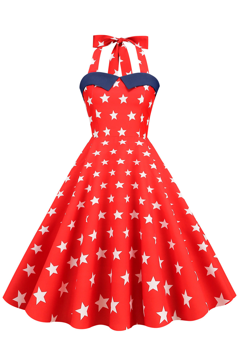 Vestido Vintage Halter Navy estilo retro
