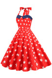 Vestido Vintage Halter Navy estilo retro
