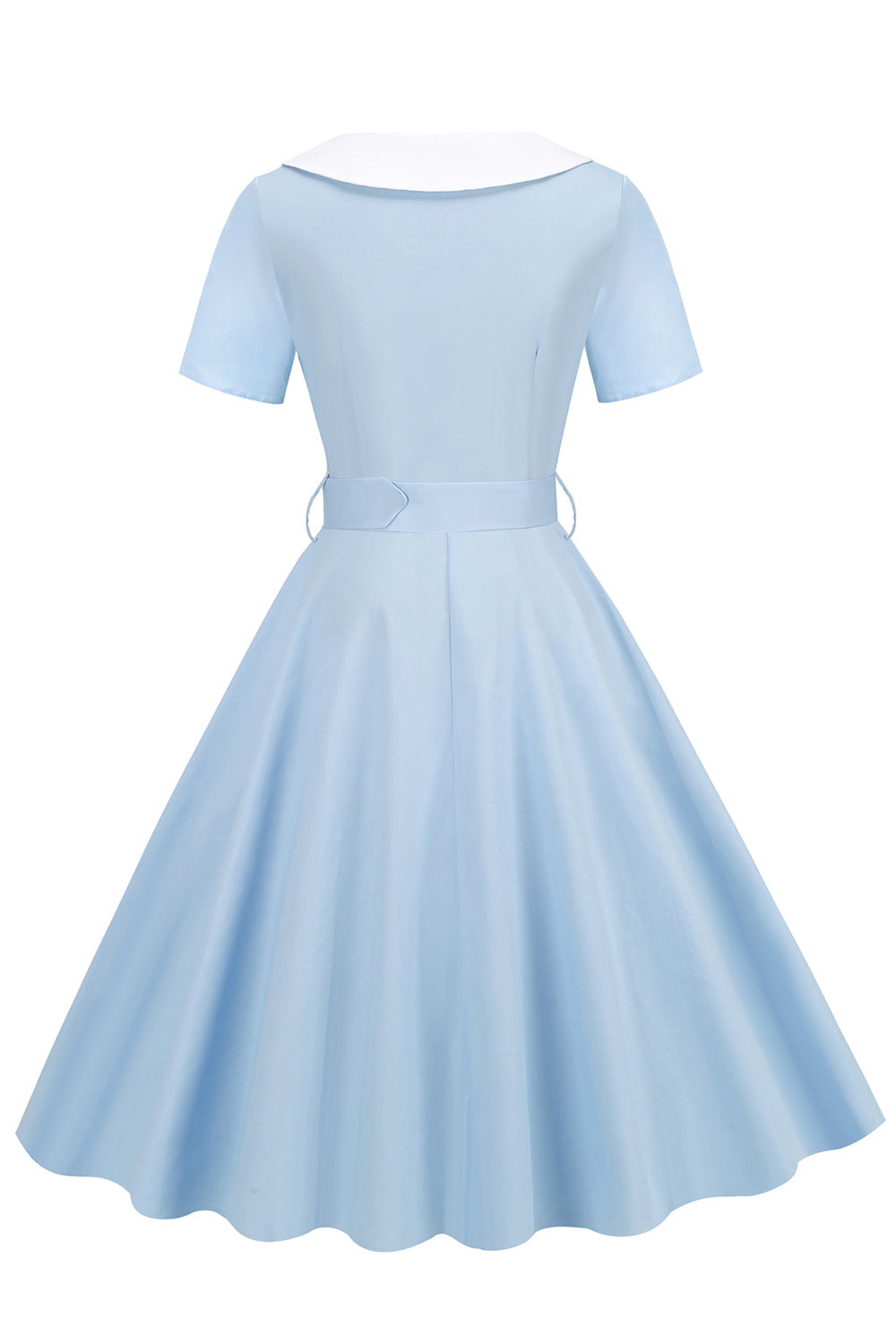 Vestido swing negro de la década de 1950 con cinturón