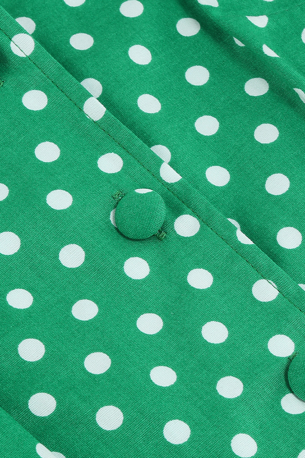 Cuello de solapa verde Lunares Swing 1950s Vestido