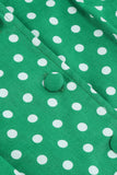 Cuello de solapa verde Lunares Swing 1950s Vestido