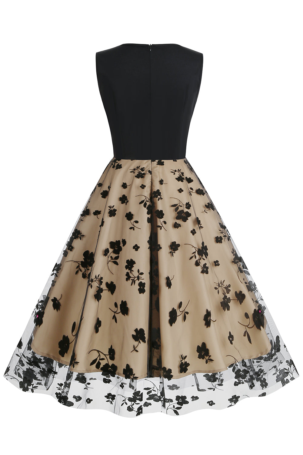 Vestido Negro Vintage de 1950 Con Bordado