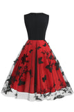 Vestido Negro Vintage de 1950 Con Bordado