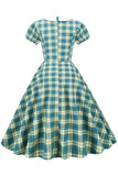 Verde Vestido de 1950 A Cuadros