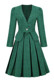 Escote A V cuello verde vestido vintage