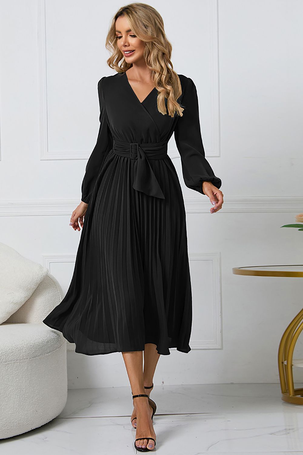 Vestido Casual con Volantes Verde Manga Larga