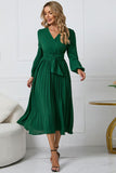 Vestido Casual con Volantes Verde Manga Larga
