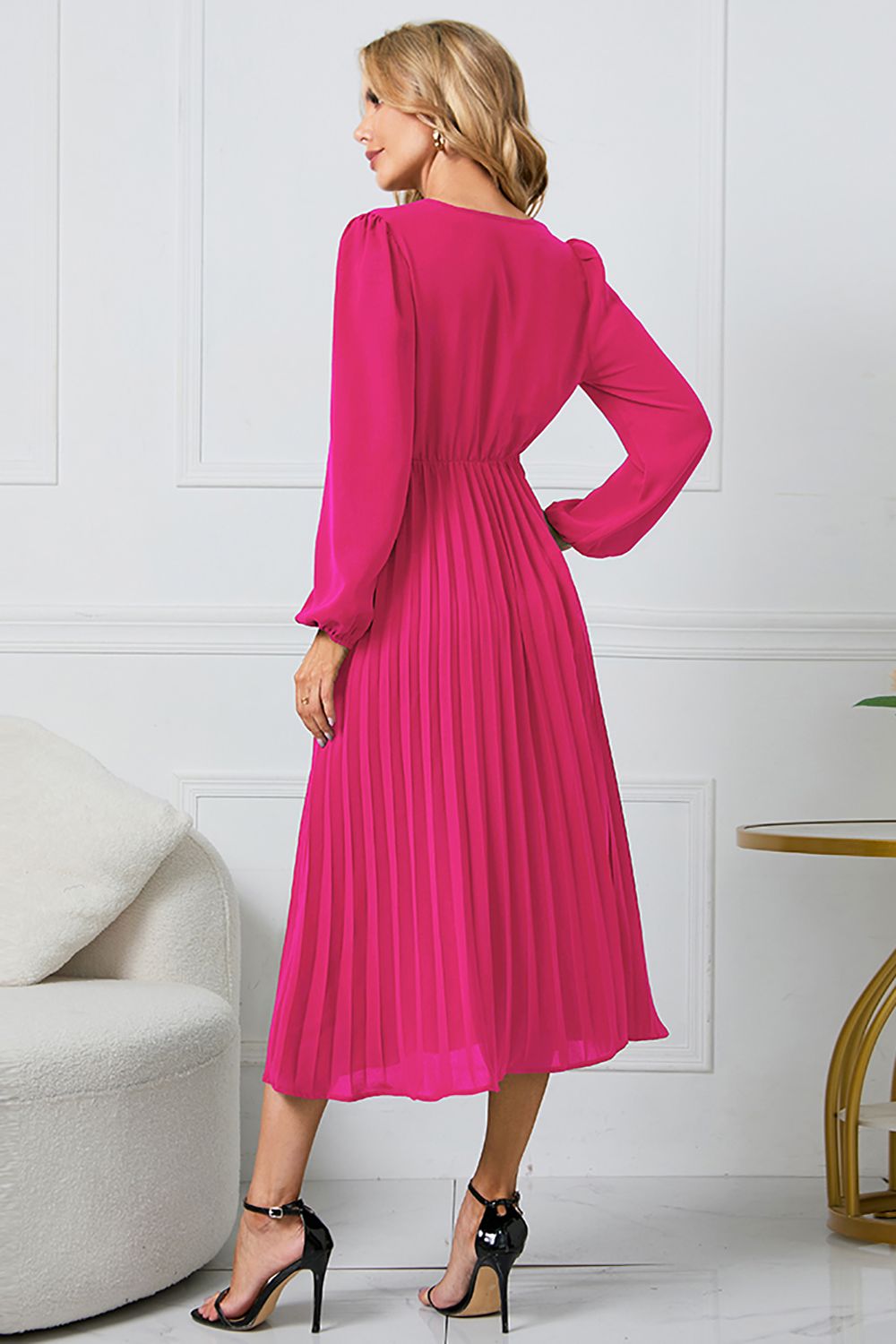Vestido Casual con Volantes Verde Manga Larga