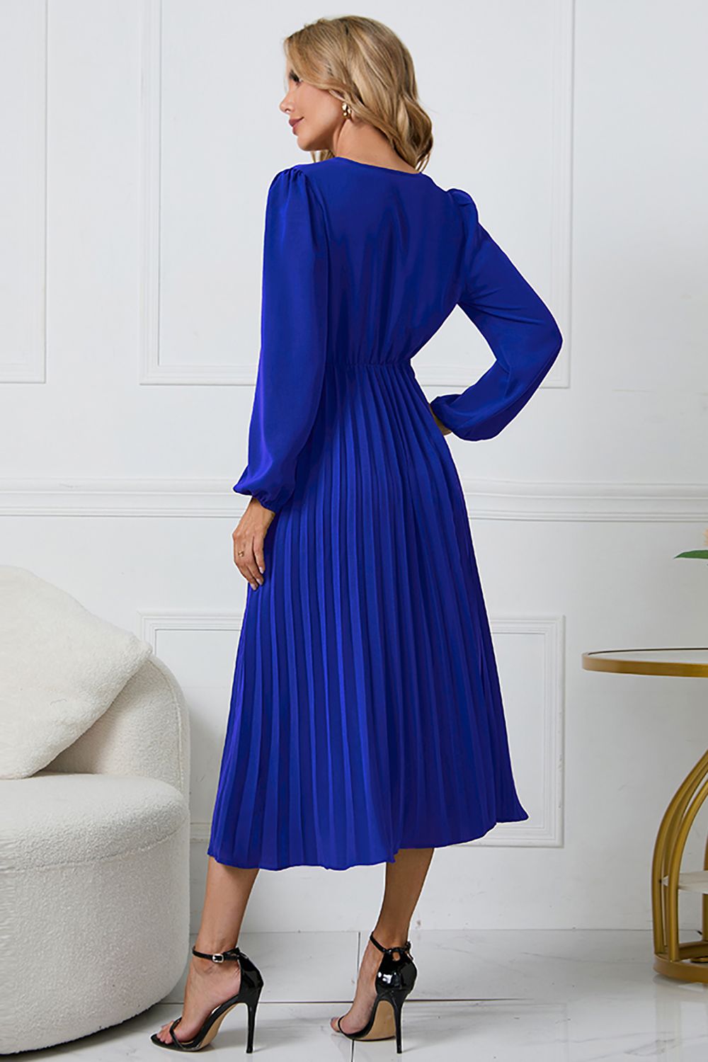 Vestido Casual con Volantes Verde Manga Larga
