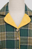 Verde V Cuello Vestido Vintage A Cuadros