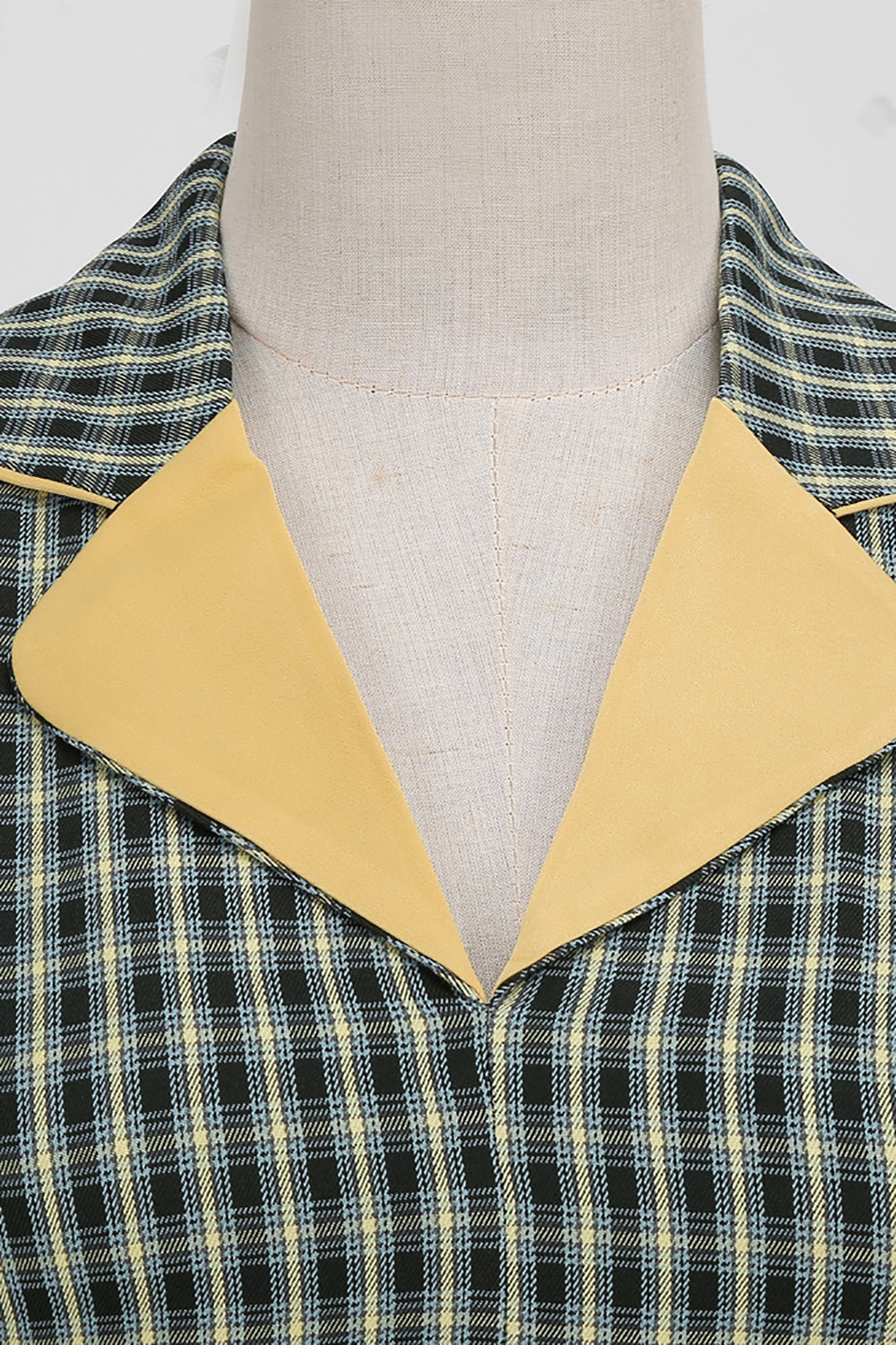 V Cuello Verde Faja 1950s Vestido con 3/4 Mangas